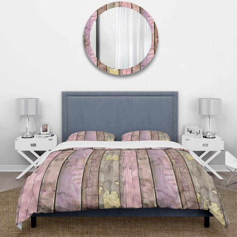 Ensemble de housse de couette Blush, rose, mauve et doré, Housse de couette très grand + 2 taies décorativ