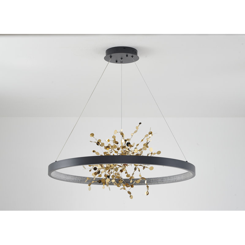 Ayreonna - Modern LED Round Confetti Chandelier, Sand Black