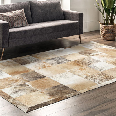 Tapis en cuir de vache 3 x 5 pi Earth Tones