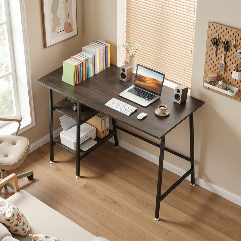 Coyer Home Office Desk, Modern Simple Computer Writing Desk with Storage Shelves, Study Work Office Table for Bedrooms, Small Spaces, Home Offices, Living Room