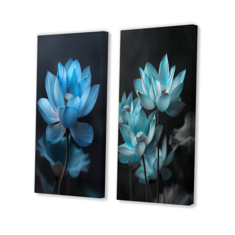 Ensemble de 2 pièces d'art mural bleu et bleu, Ne s’applique pas, Toile tendue sur cadre, H 28 po x l 24 po
