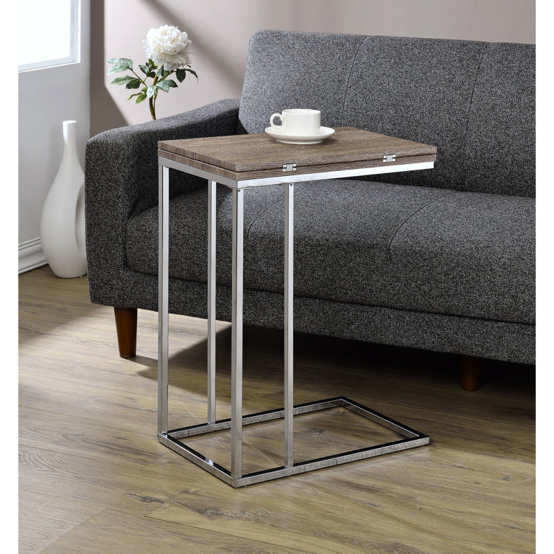 Table d'appoint chic - couleur chêne et plateau pliant / pivotant 12 po / 24 po à finition décorative pliante style rustique moderne