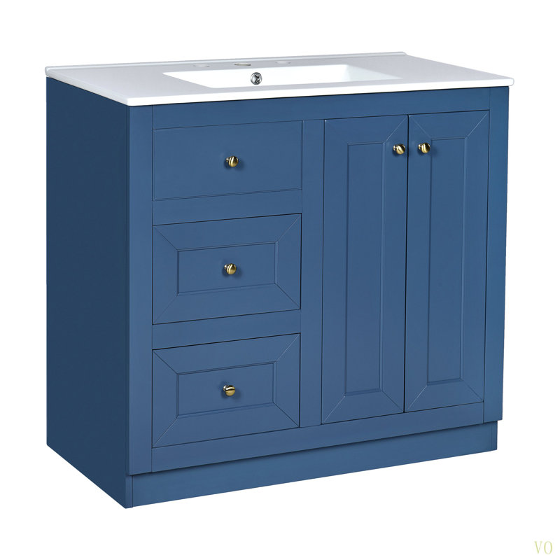 Meuble-lavabo autoportant de 36 po avec lavabo en céramique