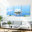«White Lotus Flower Sky Reflection», ensemble de 3 reproductions d'art sur toile tendues sur toile-370832321