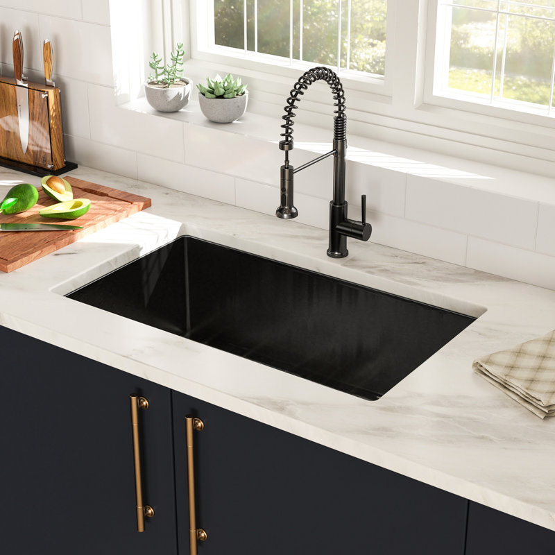 30"X18"X10" Stainless Steel Gunmetal Black Basin - 16Gauge, Single Bowl With Construction And Soundproof Pad Durability Drain Assembly