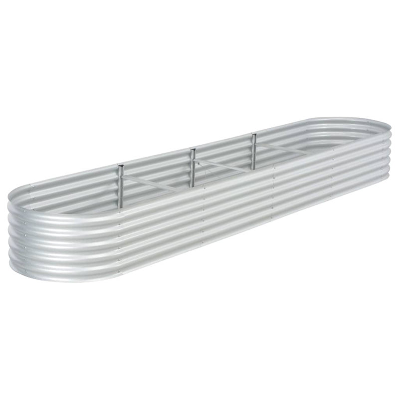 Pickell Galvanized Steel Raised Garden Planter, Silver, 17.6" H x 160" W x 32" D