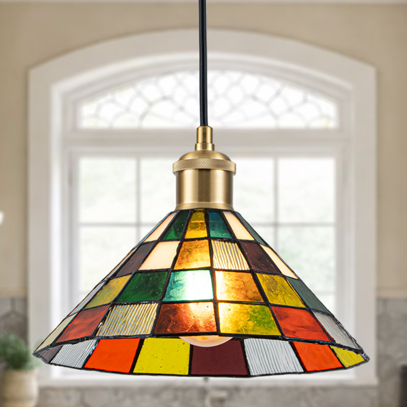  Mini luminaire suspendu en verre Modern Tiffany