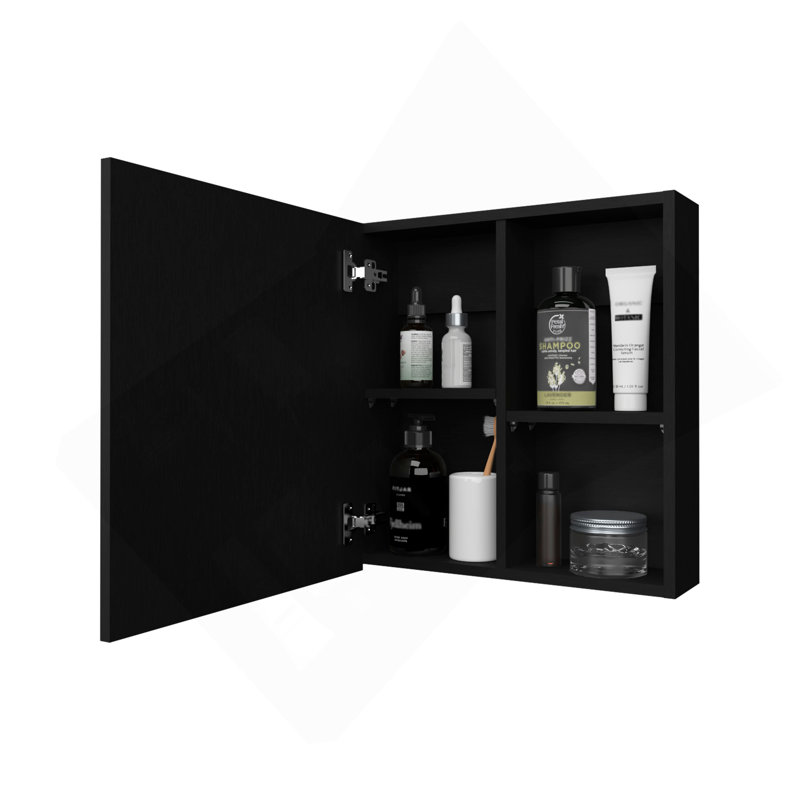Armoire à pharmacie Morenci avec miroir inclus et 1 porte, Noir