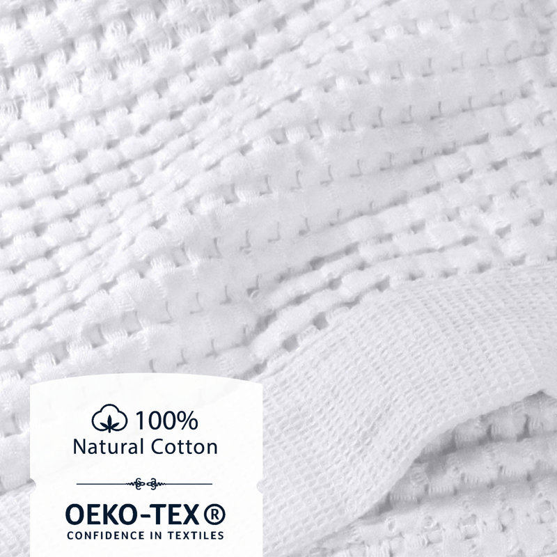Waffle Bath Towel Set of 2 – Super Absorbent 100% Natural Cotton, Quick-Drying, Modern Style, Bath Towels - 2 Pack, White
