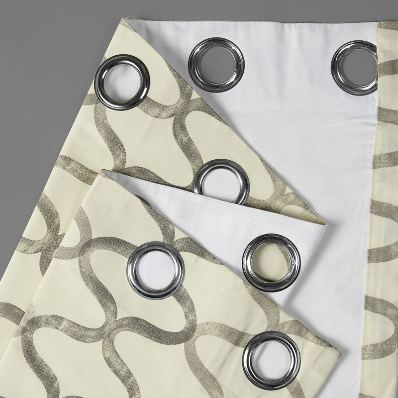 Roger Grommet Printed Cotton Curtains for Bedroom - Room Darkening Curtains for Living Room Single Panel, 50"W x 120"L