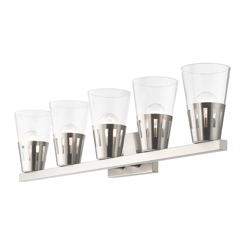 Éclairage pour meuble-lavabo à 5 lumières Yohan, Nickel brossé