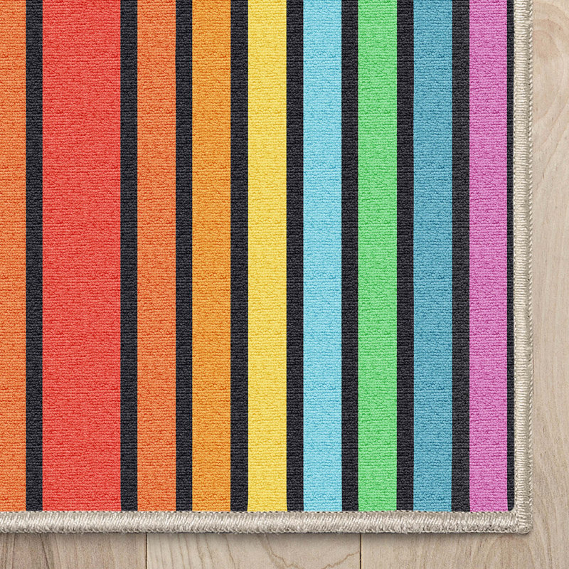 Tapis lavable arc-en-ciel rétro multicolore Well Woven, Rectangle 5 pi 3 po x 7 pi 3 po