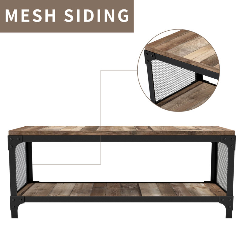 Indoor Industrial and Rustic Shoe Storage Bench