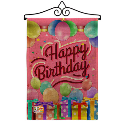 Double Sided 18.5'' H x 13'' W Polyester Birthday Garden Flag