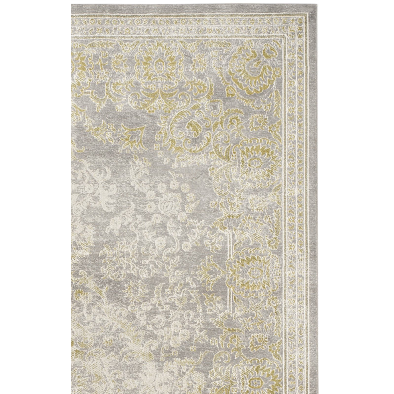Tapis oriental gris / vert Alpine, Rectangle 6 pi 7 po x 9 pi 2 po