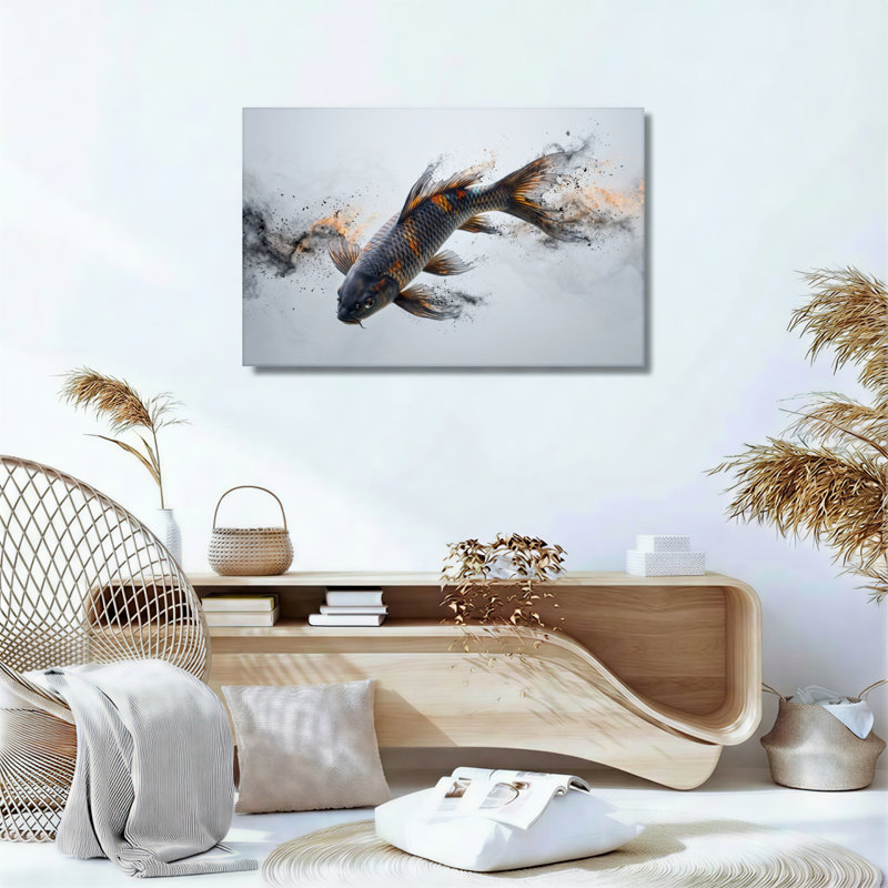 Ensemble de 1 tableau sur toile représentant des poissons koi, 24"H x 36"W, Wrapped Canvas