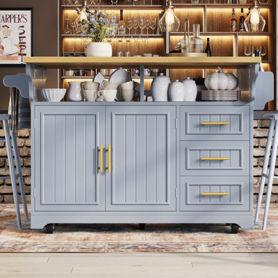 143 cm W Kitchen Island with Top