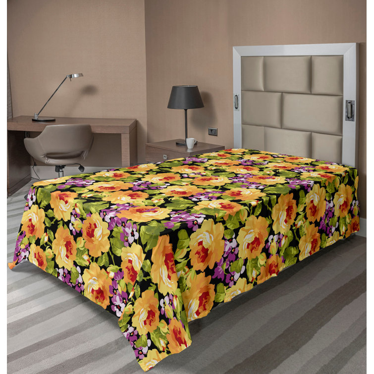 Ambesonne, drap plat floral pivoines, art botanique printanier