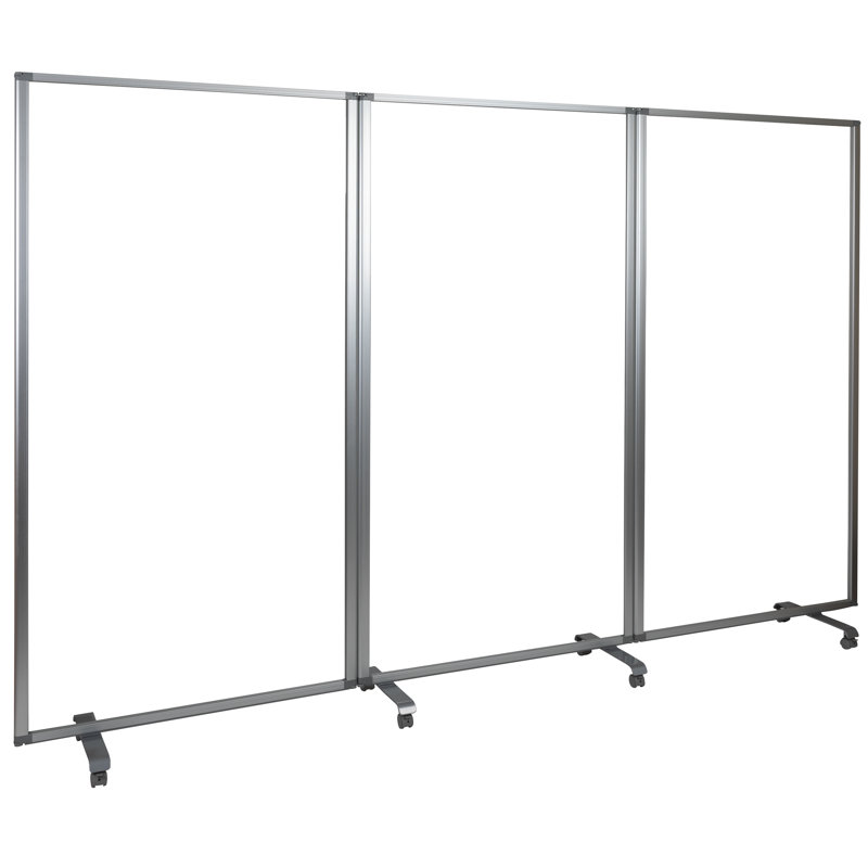 Clear Acrylic Mobile Room Divider with Lockable Casters