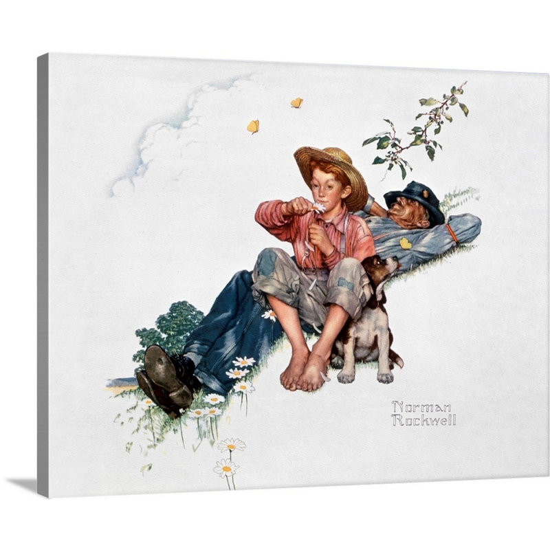 Grandpa et moi, cueillette de marguerites, art mural sur toile, H 11 po x l 14 po x P 1,25 po, Toile tendue