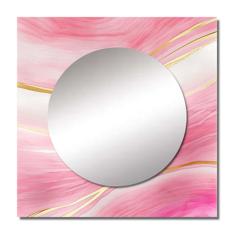 Hristina - Marble Abstract Square Mirror Wall Art For Bathroom, 23" x 23"