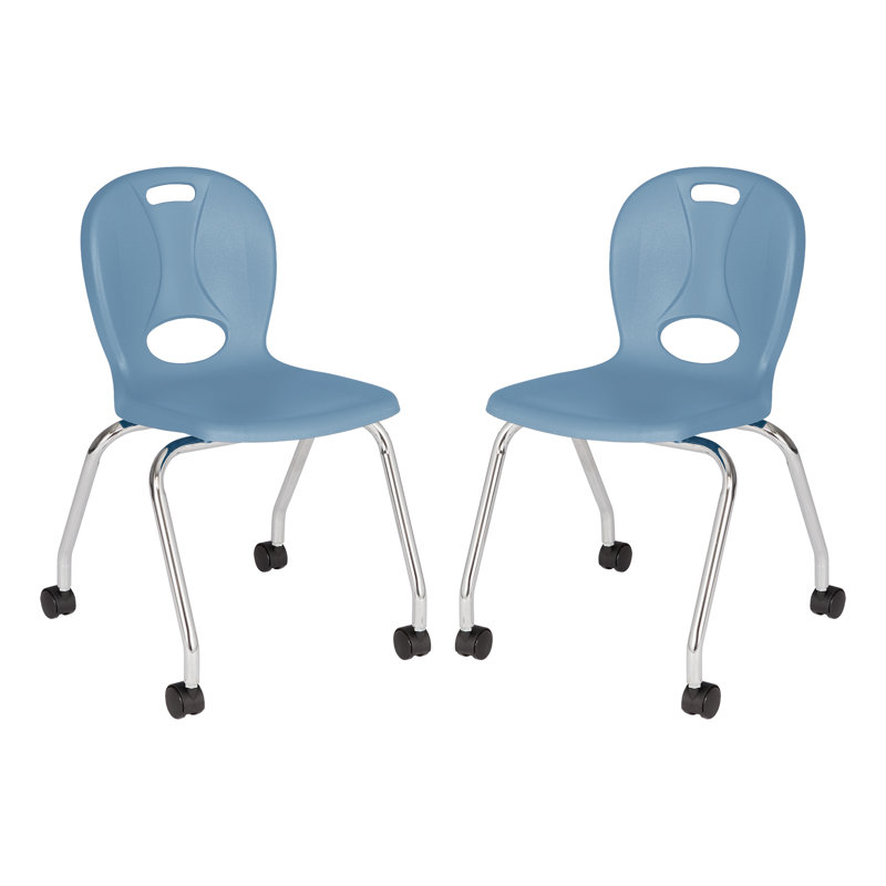 Chaise de classe avec roulettes (ensemble de 2), Bleu ciel