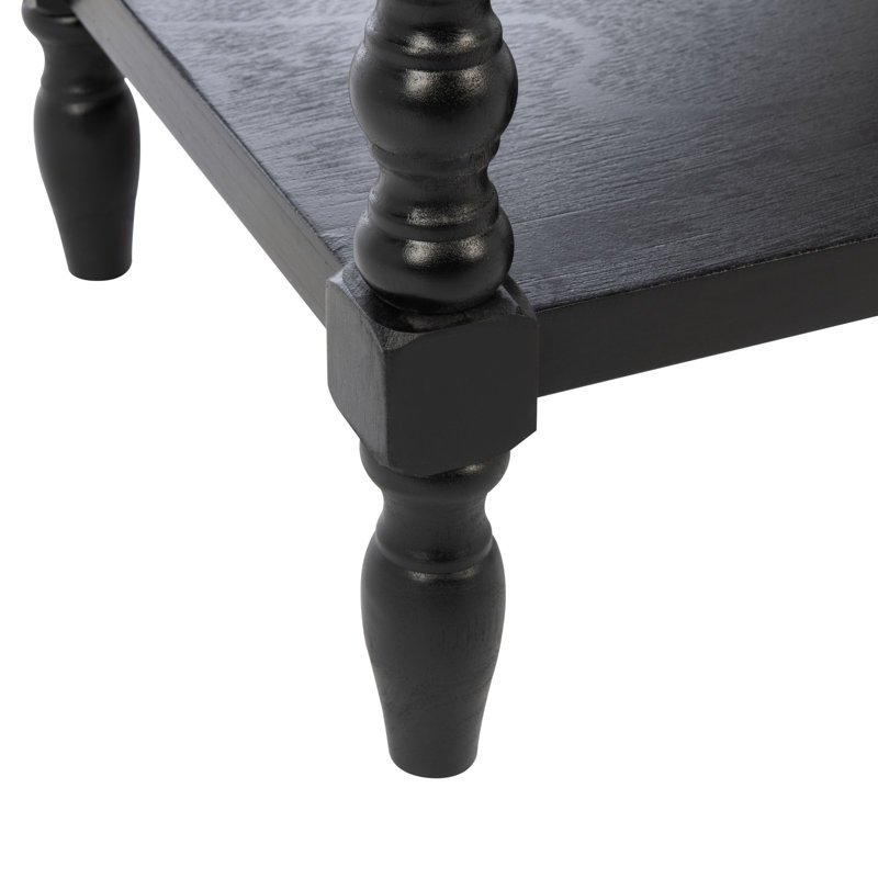 Athena Black Wood and Metal Accent Table with Storage