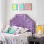 Tête de lit simple en tissu semblable au lin mauve clair - Point de diamant touffeté avec garniture cloutée et pieds réglables en métal-1479868487