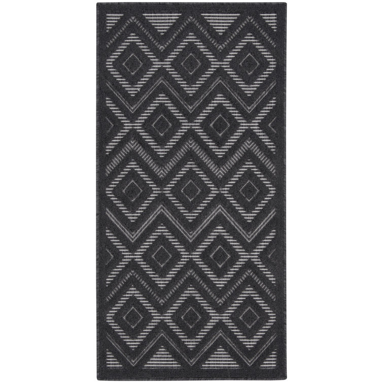 Foundry Select Versatile Diamond Charcoal/Black Indoor/Outdoor Area Rug