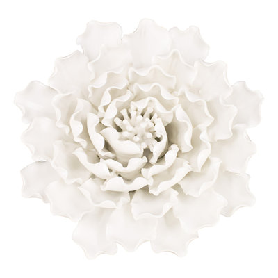 Handmade Ceramic Flower In Cream For Wall Decor - Gorgeous Decorative Captivating