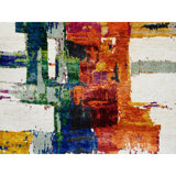 Tapis unique noué à la main 3 pi x 5 pi nouvel âge en orange / blanc / vert Steriana