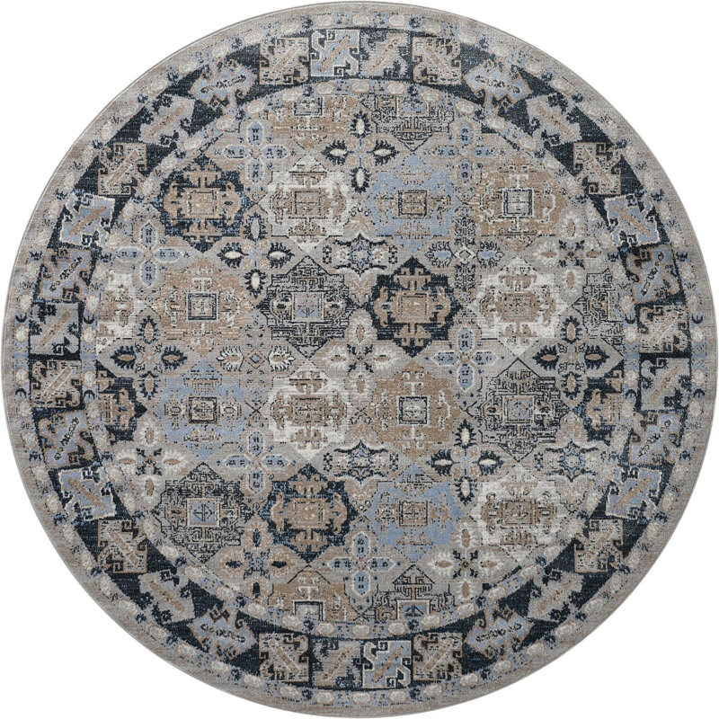 Taslin Rug, Gray, Round 7'10''