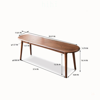 Natural Oak Wood Dining Bench Bed with Durable Construction and Versatile Use for Dining Room, Bedroom