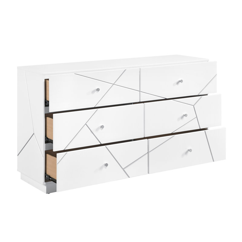 Commode 6 tiroirs Glamour White
