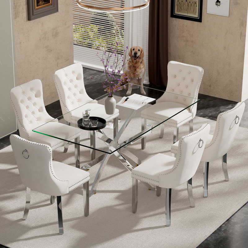 7-Piece Glass Dining Table Set | Stylish & Modern