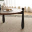 31.5" Round Coffee Table with Water Ripple Glass Top, Mid-Century Modern Coffee Table with Solid Wood Frame & Black Legs, Circular Centre Table for Living Room