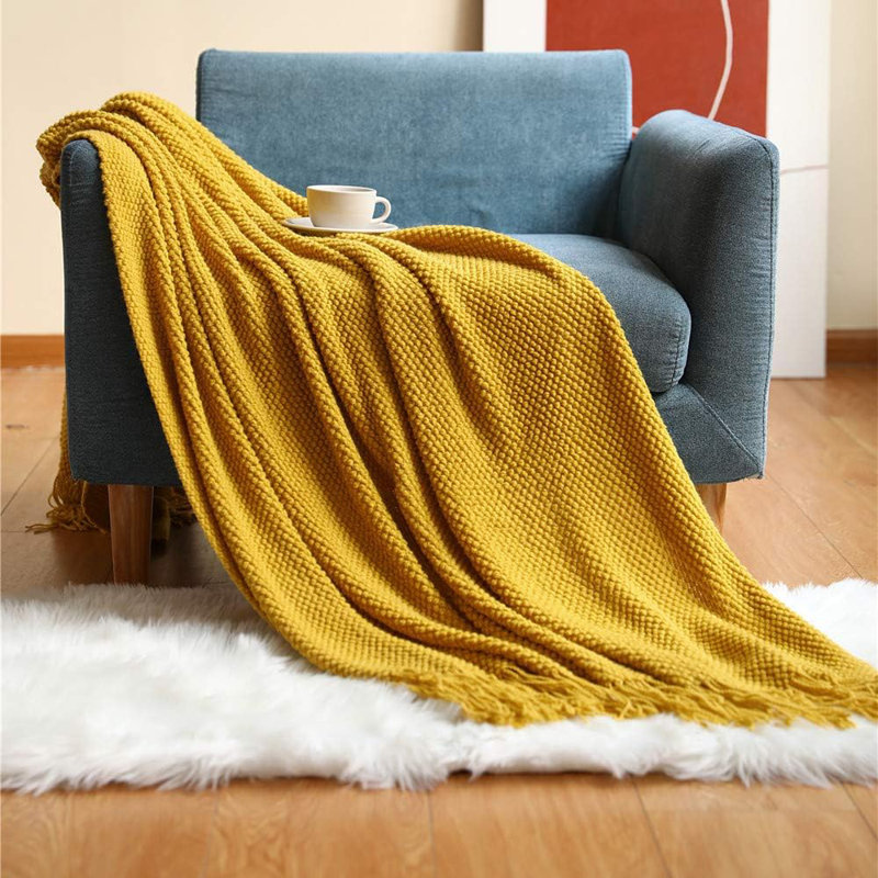 Throw Blanket, Mustard Yellow