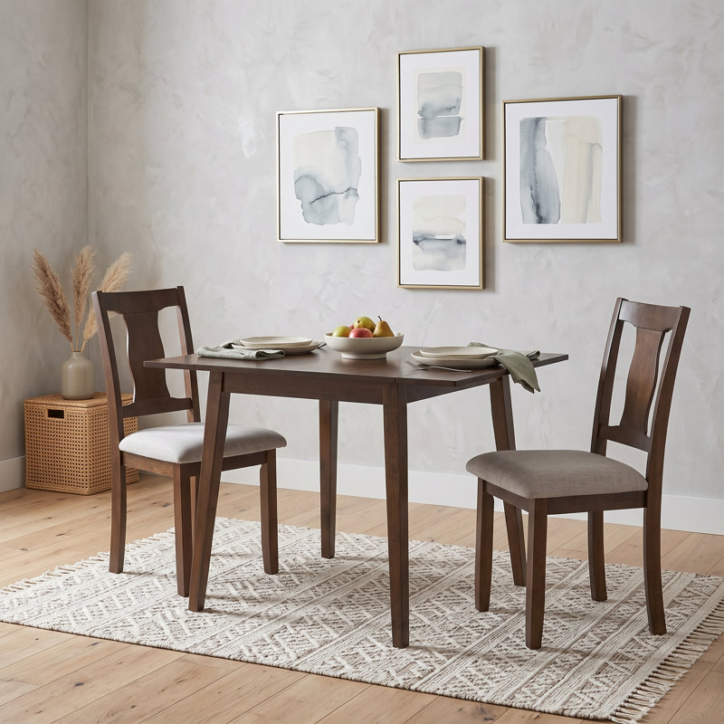 Ensemble de table de salle à manger pliable compacte 3 pièces avec 2 chaises rembourrées, ensemble de salle à manger compact pour la cuisine