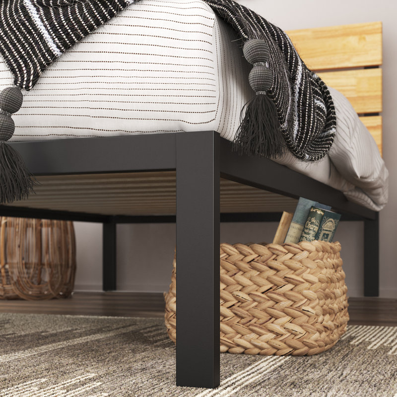 Eleanor Modern Metal Bed frame with Bamboo Headboard, Single (3')