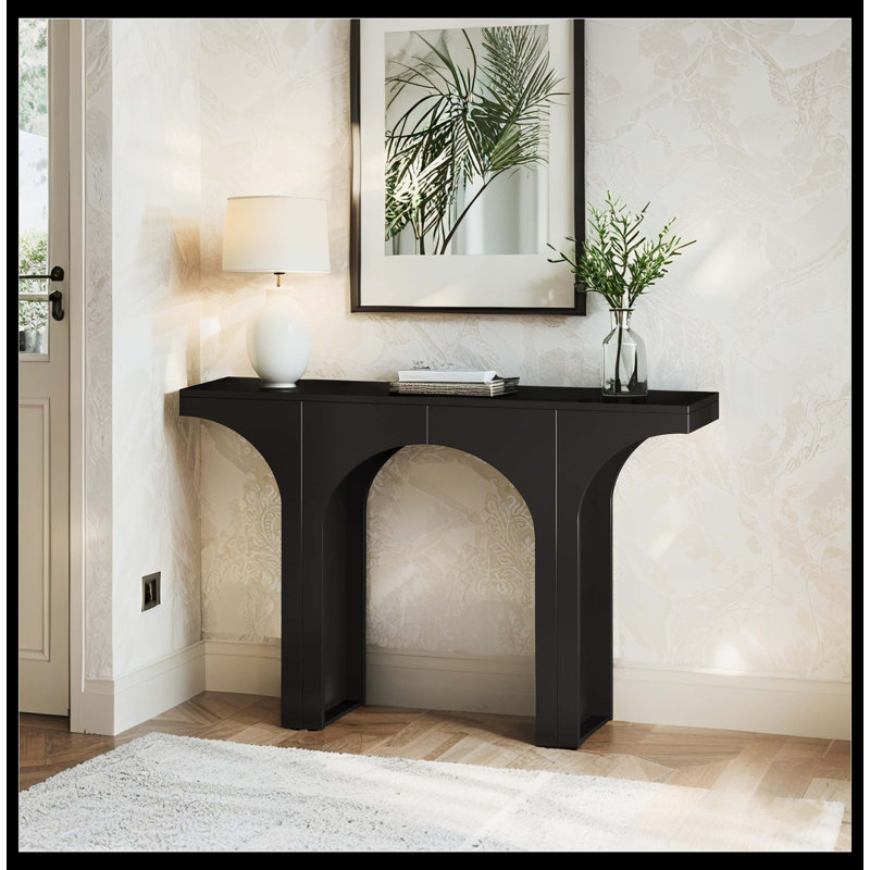 Console 47 po, canapé d'entrée en bois avec base arquée