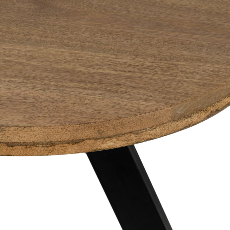 Harvest Small Coffee/Side Table - 18"H Round Mango Wood Table, Handcrafted Mid-Century Modern Design for Living Room or Office, Natural Finish