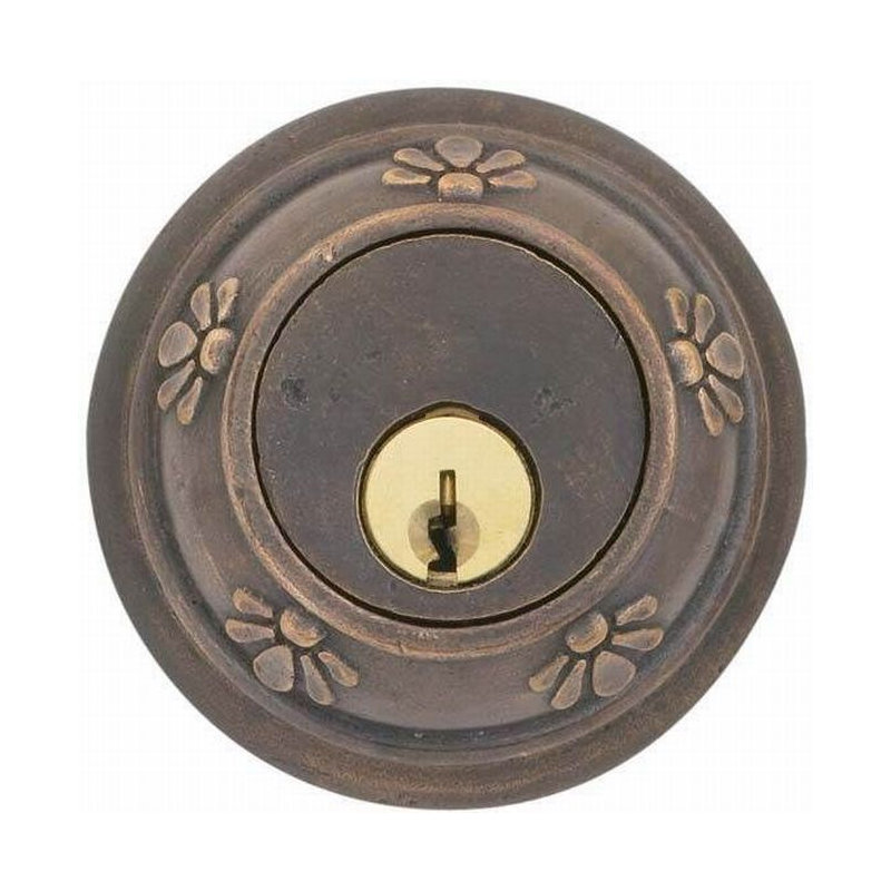 Pêne dormant cylindrique simple Tuscany, finition bronze moyen, Bronze moyen