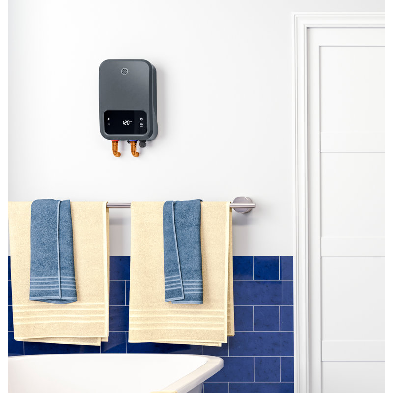 GE Appliances 18kW, Large Tankless Electric Water Heater for Smal Home, Digital Touch Screen Temperature Control, 240V