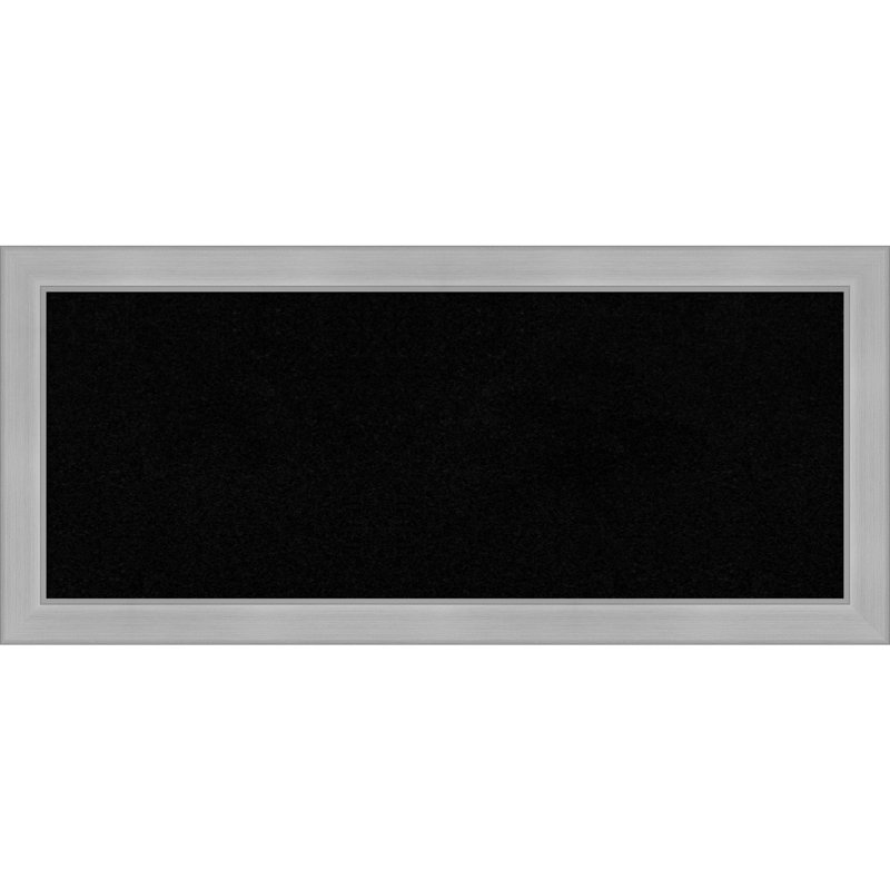Black Cork Bulletin Board with Silver Wood Frame, 30x12