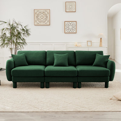 Boucle Fabric 3-Seat Sofa Including 3 Pillows