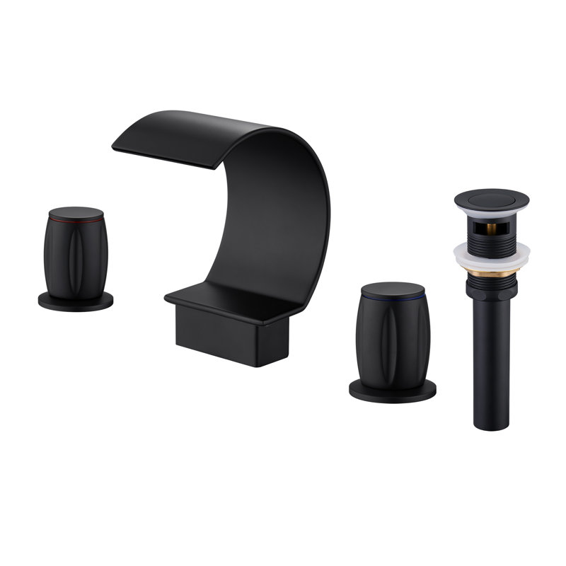 Matte Black Stainless Steel Waterfall Bathroom Faucet Set