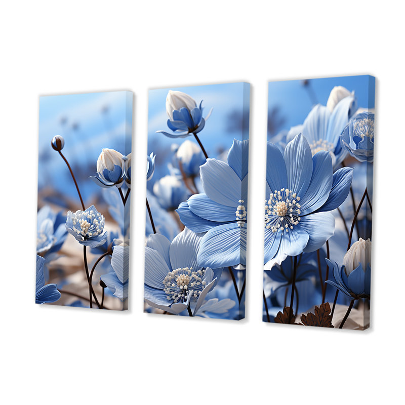 «Inviting Azure Flowers Field II - Flower», art mural sur toile, H 28 po x l 36 po x P 1 po