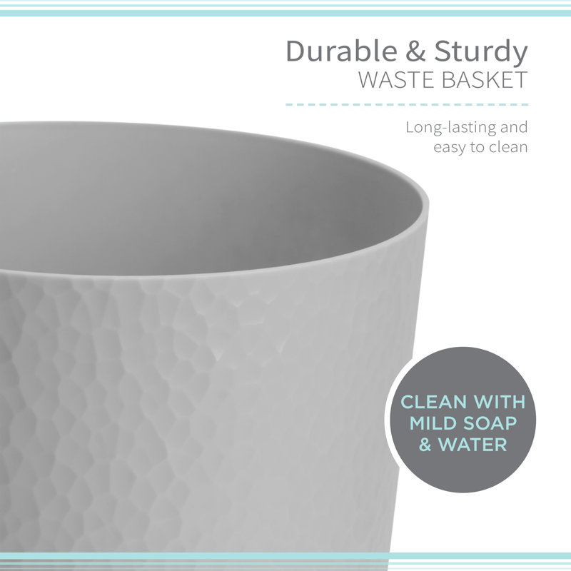 Plastic Open Waste Basket, Pewter