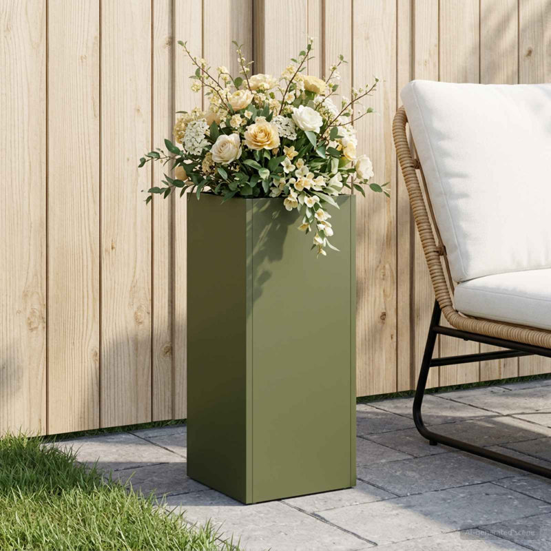 Planter, 40cm H x 20cm W x 20cm D, Olive Green, 1