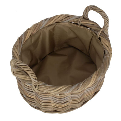 Lugowe Rattan Log Carrier Basket with Lining